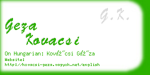 geza kovacsi business card